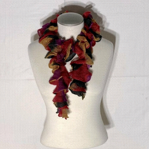 5/$25 Vintage Y2K Multicolour Ruffle Knit Skinny Fashion Scarf
